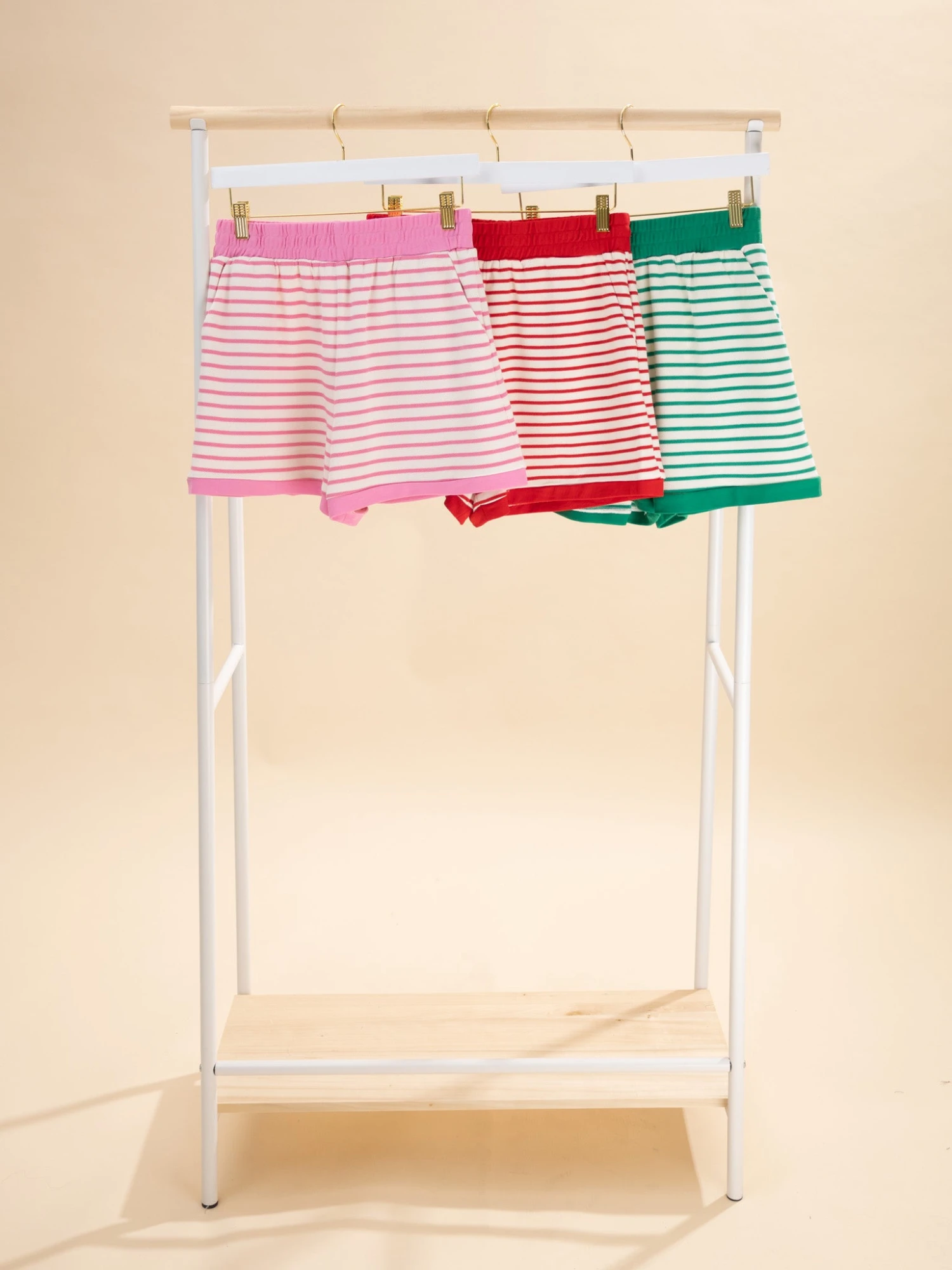 Elastic Waist Contrast Rib Striped Knit Short | S-2XL Pair W/ Sku61984 1 Elastic Waist Contrast Rib Striped Knit Short | S-2XL Pair W/ Sku61984