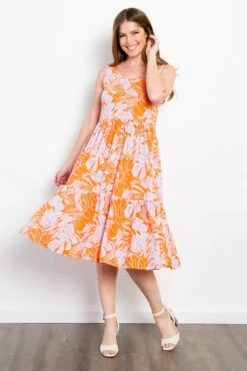 Printed Tiered Wrinkle Free Dress | S - 3XL
