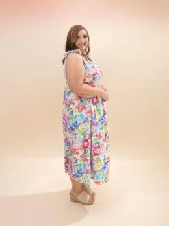 Floral Print Midi Dress W/ Border Band & Shoulder Strap | S-3XL -Women Clothing Shop 1d51e2973e1a17e5ebe4805990c86a69