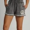 Mineral Washed Peace Sign French Terry Shorts | S - L Set W/ Sku53929 Umgee