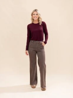 Judy Blue High Waist Retro Wide Yarn Dyed Front Patch Pockets | 0-24 -Women Clothing Shop 1e6b7138fd1b747389bbb8f82a213ba8