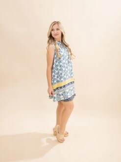 Flower Border Print Sleeveless Dress | S-L *Final Sale* -Women Clothing Shop 1ef41cce598347e0e646fe08737613a6