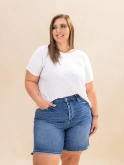 Mica Denim High Waist Button Up Bermuda Shorts | S-3XL -Women Clothing Shop 1fe3cec3576ae51e5ed5b7fc5b0911cf