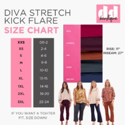 Diva Stretch High Rise Kick Flare| XXS - 3X -Women Clothing Shop 2025960d49b6bffa26b67e1979d70e91