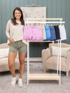 Zenana 5 Pocket Cuffed 5-Pocket Colored Denim Shorts | S - L -Women Clothing Shop 20306aad0fec4c35af725c72661f3745