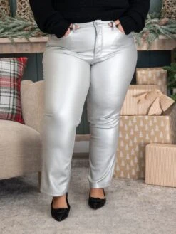 Judy Blue High Waist Tummy Control Metallic Faux Leather Straight Pants | 0 - 24 -Women Clothing Shop 2154e3decf58077fe0ec3968a64ecc09