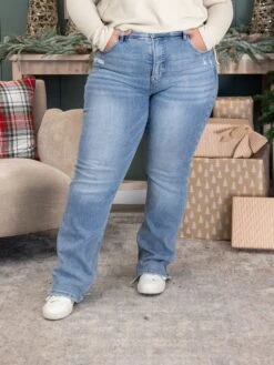 Risen Tummy Control High Rise Straight Distressed Jeans | 0-3X -Women Clothing Shop 215ac0234397822ad48b4c488247d13c