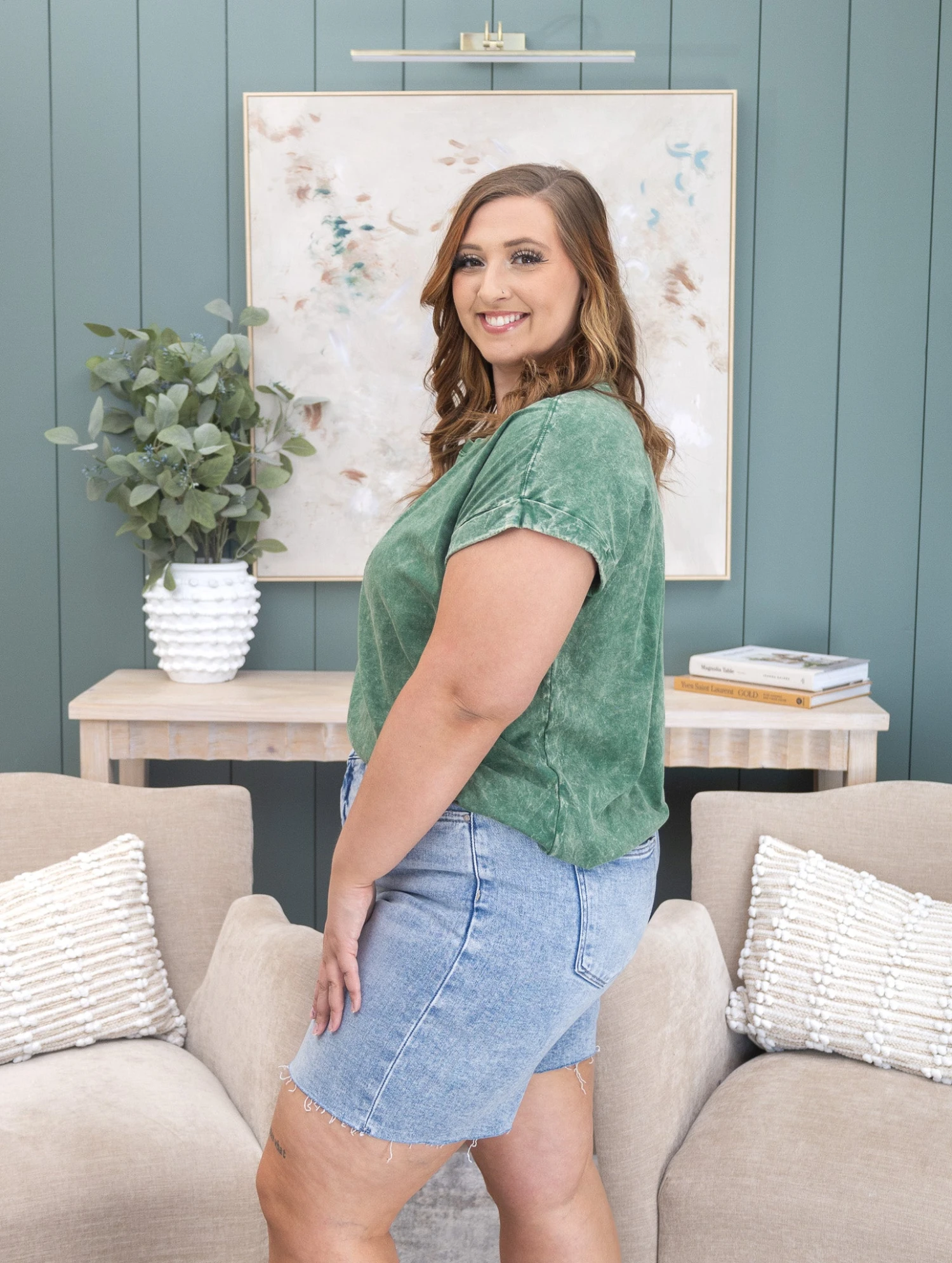 Risen Tummy Control High Rise Mid Length Raw Cut Hem Shorts | S-3X 6 Risen Tummy Control High Rise Mid Length Raw Cut Hem Shorts | S-3X - Image 6