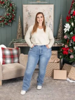 Risen Tummy Control High Rise Straight Distressed Jeans | 0-3X -Women Clothing Shop 22838cb596e413e8986d01b1bf6169d0