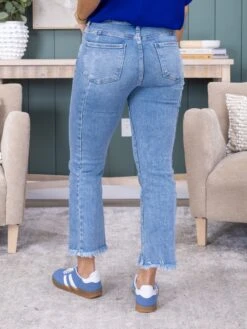 Risen High Rise Crop Flare Seam Detail Uneven Frey Hem Jean | 0-3X -Women Clothing Shop 236ec9260eadb7eeed04128dee3b8117