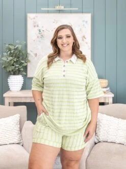 Raised Rib Stripe Casual Shorts | S-3X Pair W/ Sku60955 -Women Clothing Shop 2397125f9bbc641e794dc1f2a9540bdb