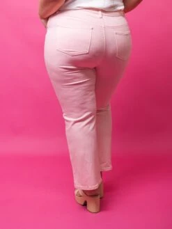 Risen High Rise Straight Leg Jeans- Soft Pink | 0-3X -Women Clothing Shop 23a896715eb216cfccad8d81514b6766