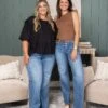 Risen Mid Rise Wide Leg Button Down Jeans | 0-3X