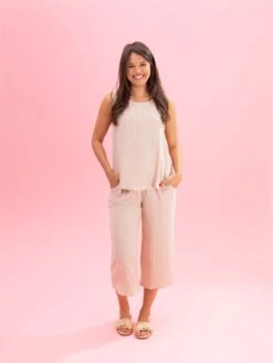 Cotton Gauze Pants W/ Elastic Waist & Front Pockets By DD Design | S-3XL Pair W/ Sku63209 -Women Clothing Shop 23f5115f45d377100a5cbe6b7257ea5c