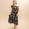 One Shoulder Floral Midi Dress | S-L