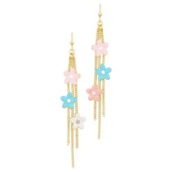 What's Hot Gold Chain With Flowers Drop Earrings