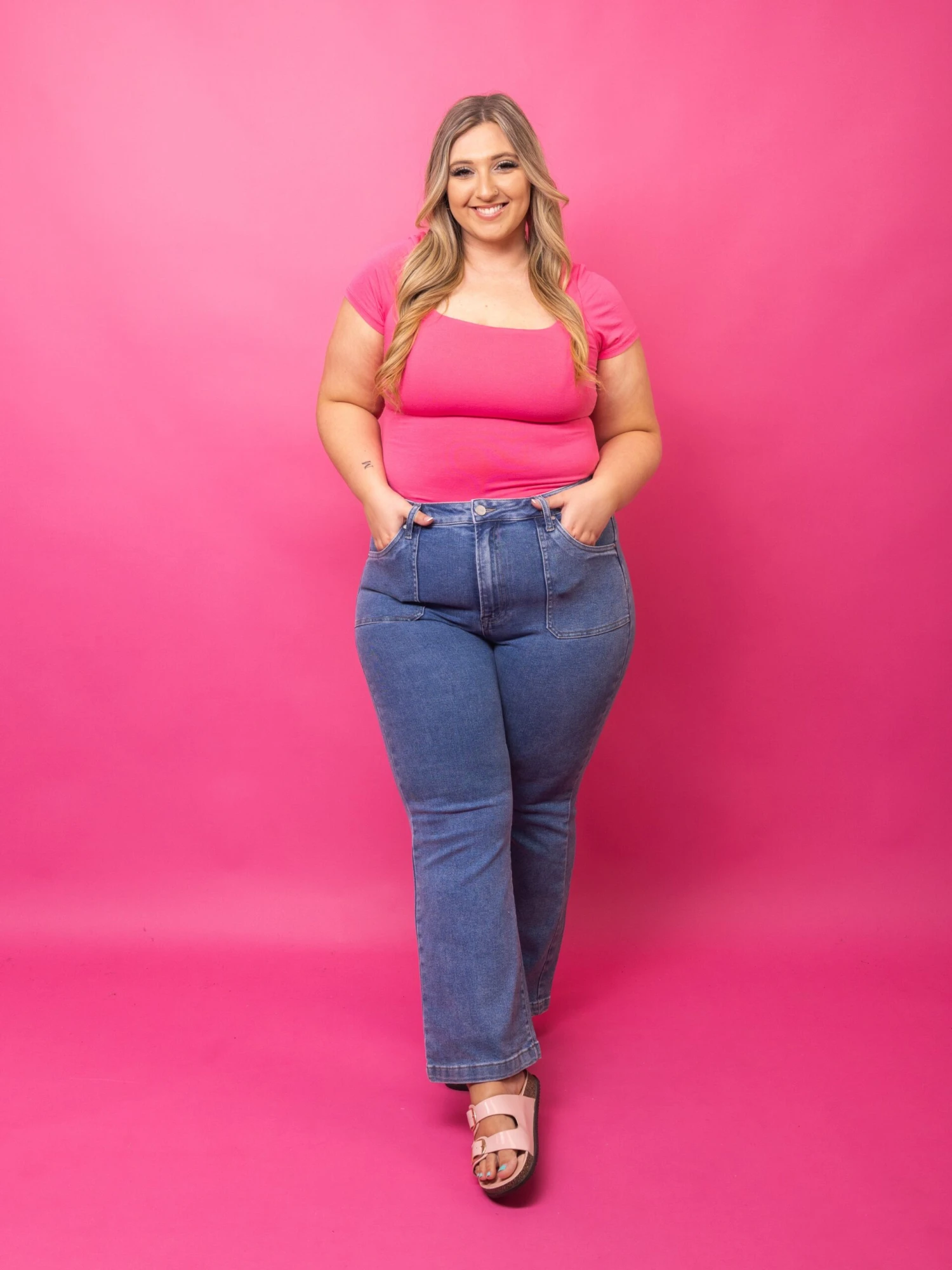 Risen High Rise Ankle Flare Jeans W/ Patch Pockets | 1-3X 1 Risen High Rise Ankle Flare Jeans W/ Patch Pockets | 1-3X