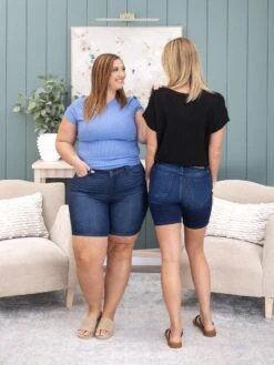 Judy Blue High Waist V Front Bermuda Short | S-3XL -Women Clothing Shop 253e49a1d971a4f3920f00cb14572d6e