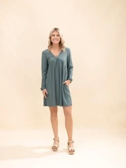 Long Sleeve Swiss Dot Solid Baby Doll Dress | S-3X -Women Clothing Shop 259fe80aa9c2639b5e7c0ebb679f2d6a