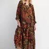 Long Sleeve Patch Print Maxi Dress | S - L Easel