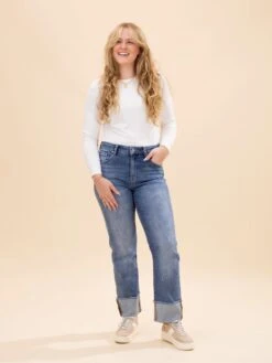 Risen High Rise Straight Cuffed Relaxed Jeans | 0 - 3X -Women Clothing Shop 271587c9001573f287f0910ddfc839c8