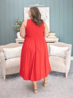 Sleeveless Smocked Top Midi Bubble Dress With Side Pocket | S-L -Women Clothing Shop 274fd97a0388a01457596846612eea8b