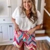 White Birch Print Knit Shorts | S-3X