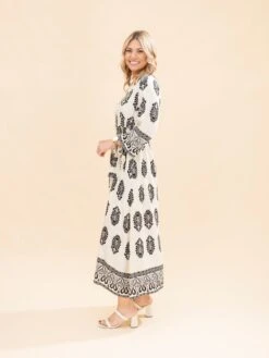 Waist Tie Damask Border Print Midi Dress | S-L -Women Clothing Shop 2823f709e15dfb0fcd996a47e0dcc0fb