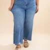 Mica Denim High Rise Wide Crop Frayed Hem Jeans | 0-15