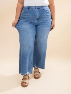 Mica Denim High Rise Wide Crop Frayed Hem Jeans | 0-15