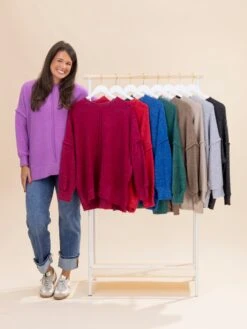 Zenana Luxe Hacci Oversized Exposed Seam Drop Shoulder Sweater | S/M - 3X