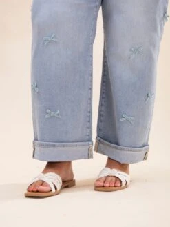 Risen High Rise Crop Barrel Jeans With Ribbon Detail | 0-3XL -Women Clothing Shop 29bf5f6c56922b493f4787fa59618b37