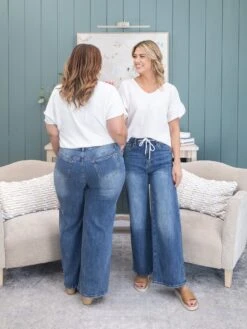 Saige Denim High Rise Semi Flare Straight Jean W/ Drawstring | 0-15 -Women Clothing Shop 2b1754a204de89f934480df20ea47f41