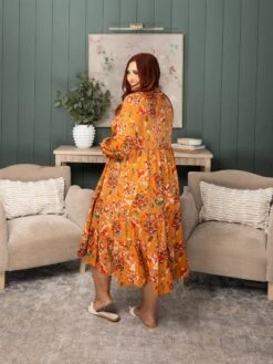 Floral Print Woven Long Sleeve Midi Dress W/ Pockets | S - 3X -Women Clothing Shop 2eb38dc9c55d56a57f9da74c74abf99f
