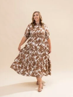 Boho Leaf Print Tiered Midi Dress | S-L Western -Women Clothing Shop 2ef6de37d7993a04a84b0708cfd59775