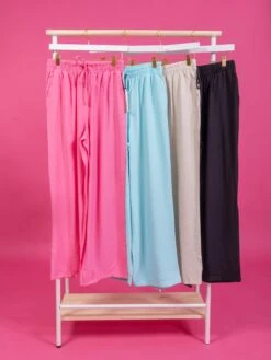 Elastic Waist Woven Wide Leg Pants | S - L