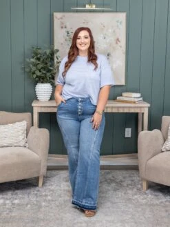 Risen High Rise Wide Button Down Seam Lined Detail Jeans | 0 - 3X -Women Clothing Shop 346acd7548bd4c3b7c68b53918e07a50