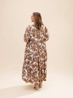 Boho Leaf Print Tiered Midi Dress | S-L Western -Women Clothing Shop 34863d20fd2085643eb72b3e5b8cbbee