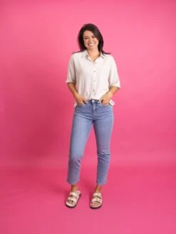 Mica Super High Rise Straight Leg Jeans W/ Raw Hem | 0 - 22