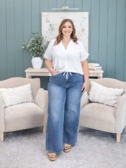 Saige Denim High Rise Semi Flare Straight Jean W/ Drawstring | 0-15 -Women Clothing Shop 34c62ec6db10e0533e3ded9493e0fbc0