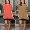 Short Sleeve Mineral Washed Swing Tunic Dress | S - L Easel