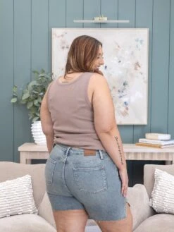 Judy Blue High Waist Side Slit Shorts | S - 3XL -Women Clothing Shop 350bc80f2c2502211d7bde9d18b59f78