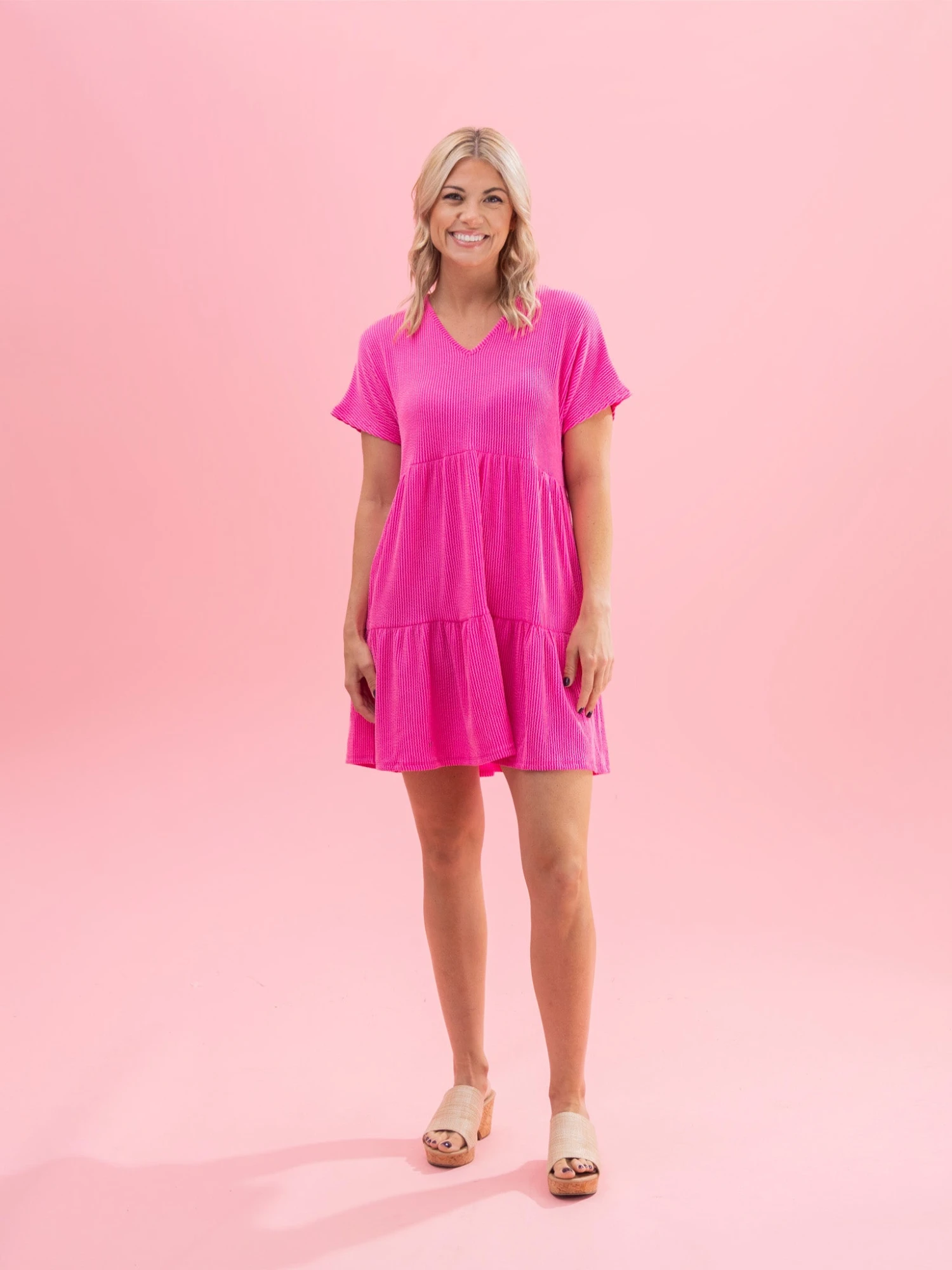 Raised Rib Tiered V Neck Dress By DD Design | S-3XL 9 Raised Rib Tiered V Neck Dress By DD Design | S-3XL - Image 9