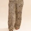 Wide Leg Textured Knit Leopard Print Pants | S-L Pair W/ Sku63481