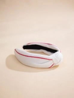 Knotted Headband With Red Stitch Detail