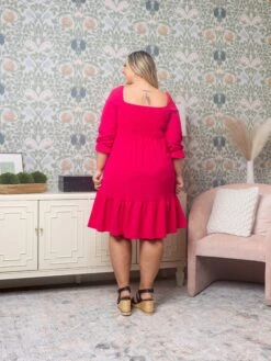 Woven 3/4 Sleeve Midi Dress | S - XL Wedding Guest -Women Clothing Shop 394b681a0686ea818bbeb19e0362d8b8