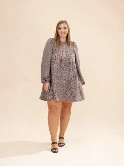 Long Sleeve Animal Print Button Detail Dress | S-L -Women Clothing Shop 39d1fd1fed7b8ab24037b67bd19981ea