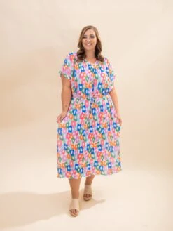 Floral Print Multi Color Tunic Maxi Dress | S-L Bright & Bold Collection