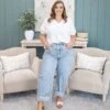 Saige Denim High Rise Barrel Wide Cuff Leg Jeans | 1-3XL