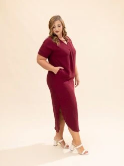 Airflow V Neck Placket W/ Front Pleat Maxi Dress W/ Pockets | S-3X -Women Clothing Shop 3d00d5ef78e739372512a54377f83663